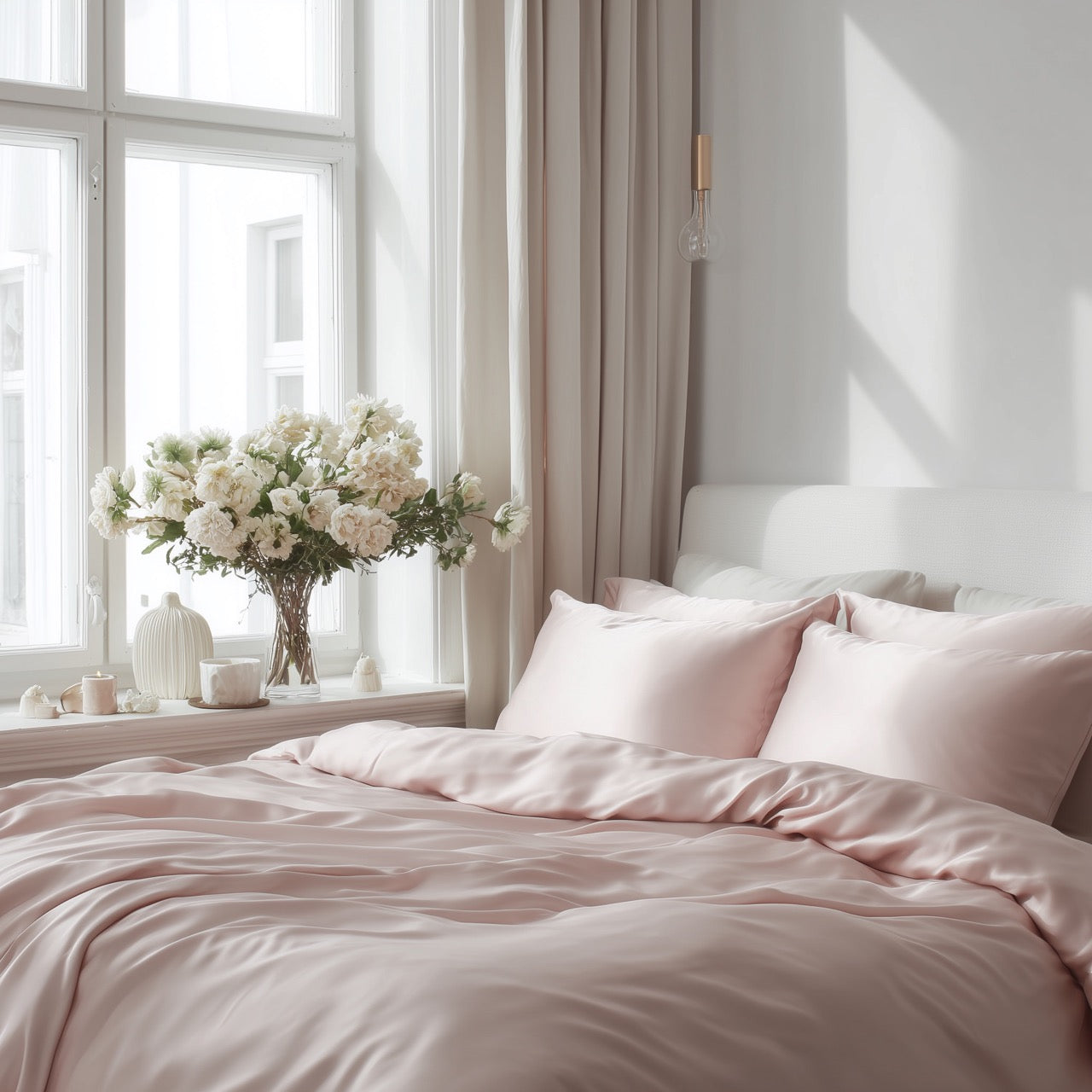 Roze bamboe beddengoedset