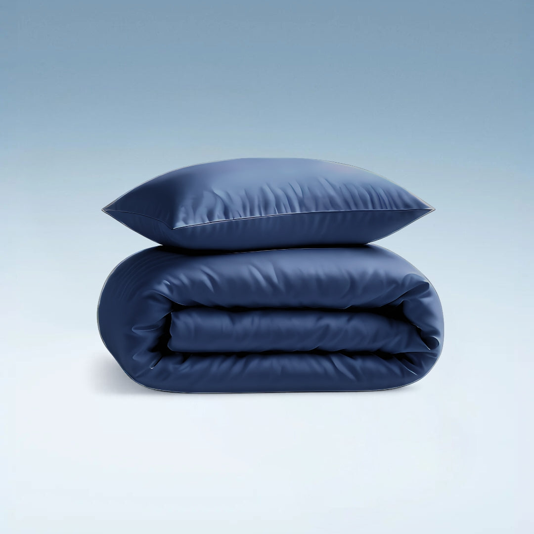 Marineblauwe bamboe beddengoedset