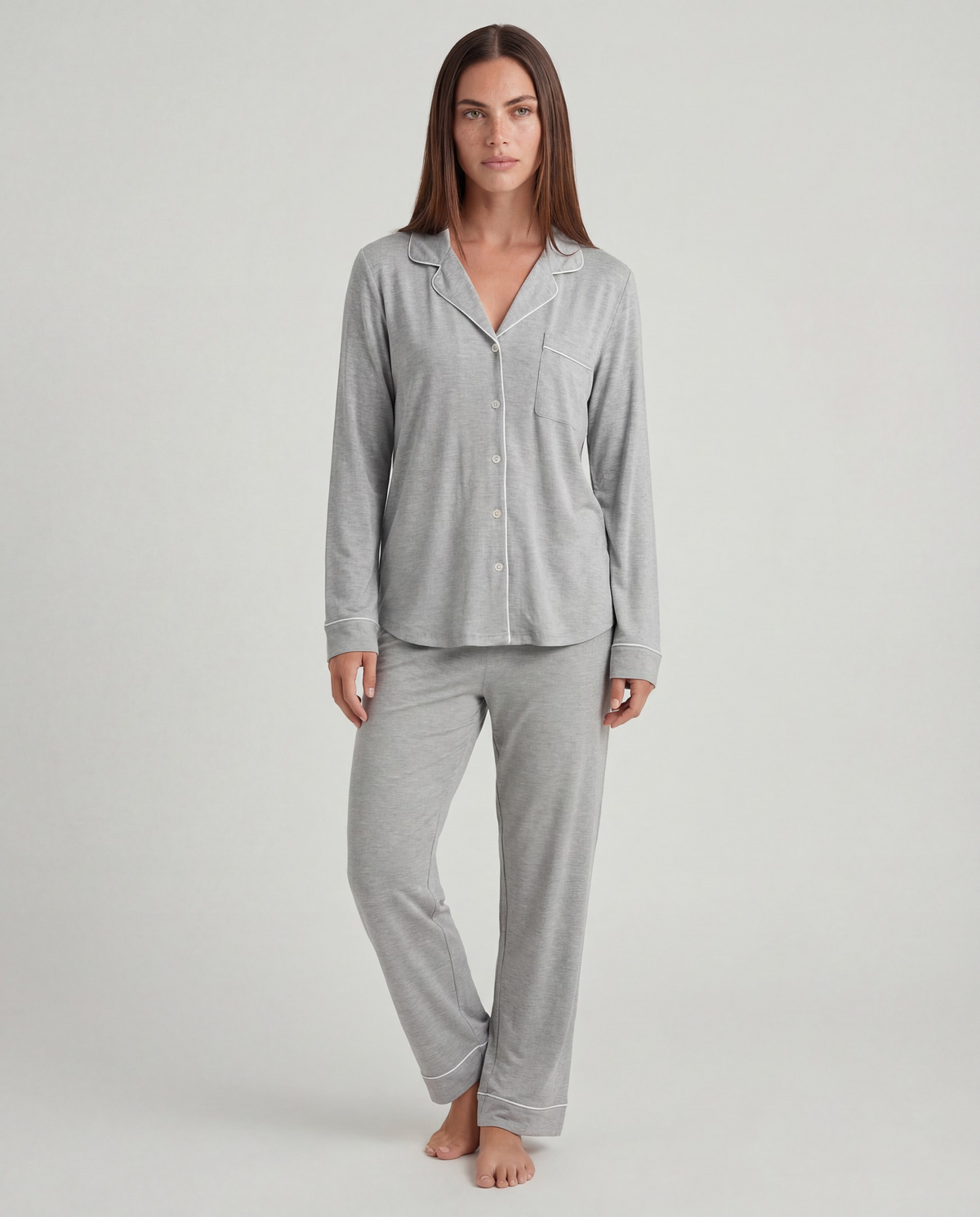 Lichtgrijze bamboe pyjama