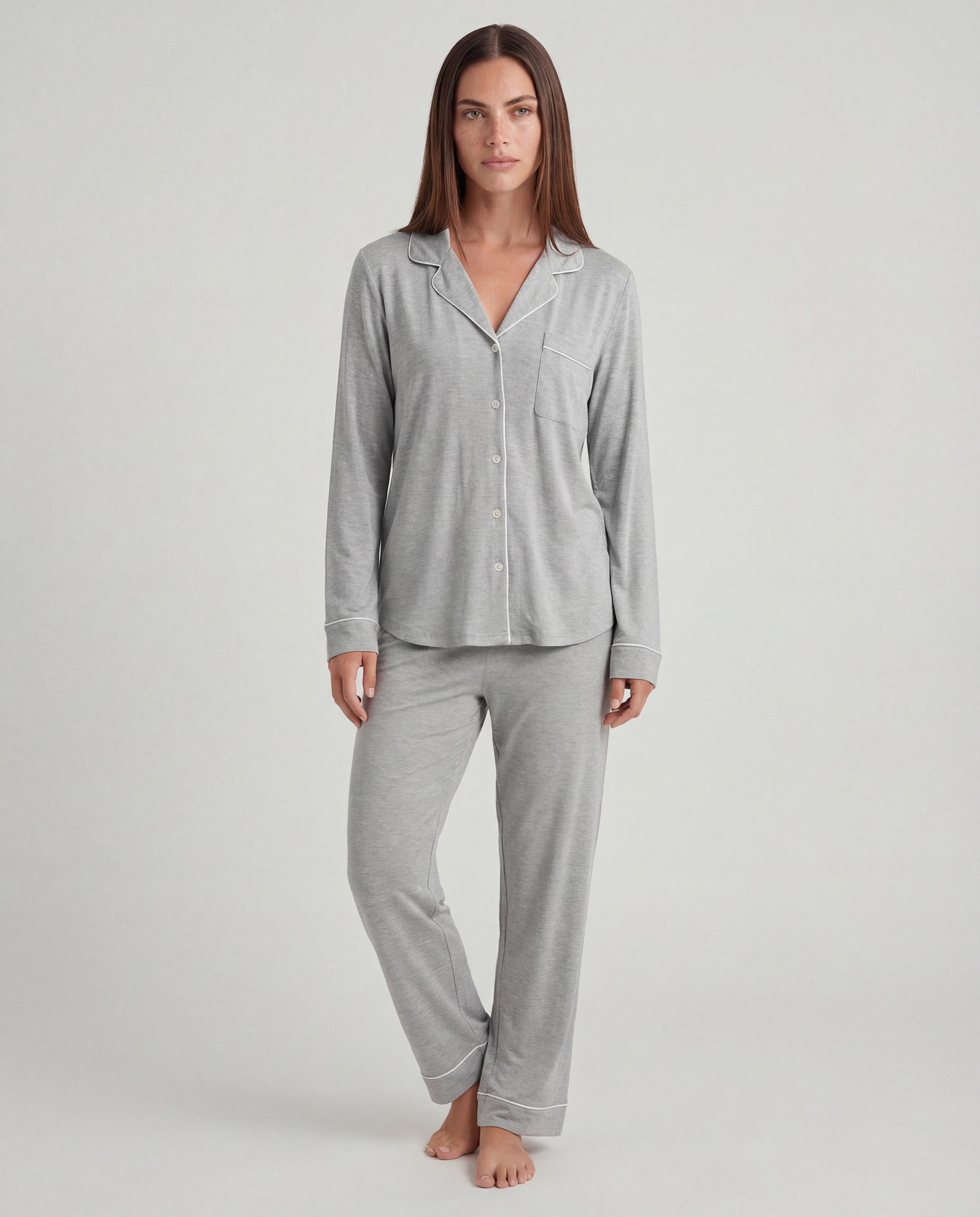 Lichtgrijze bamboe pyjama