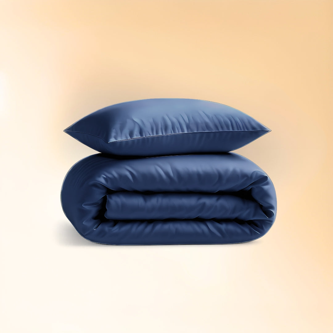 Marineblauwe bamboe beddengoedset