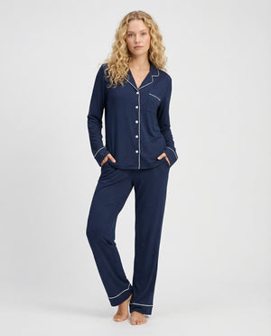 Marineblauwe bamboe pyjama