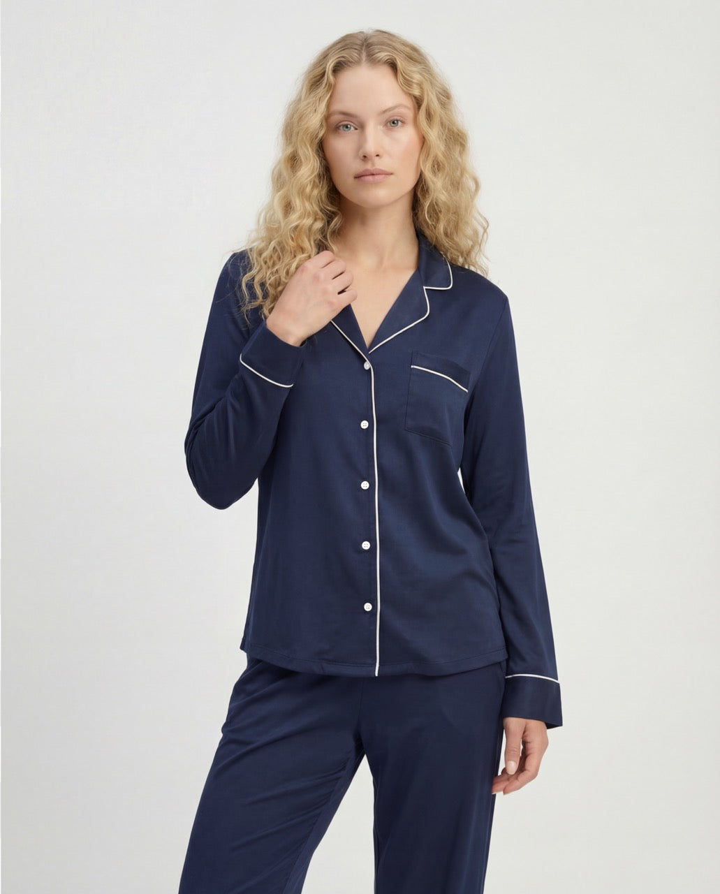 Marineblauwe bamboe pyjama