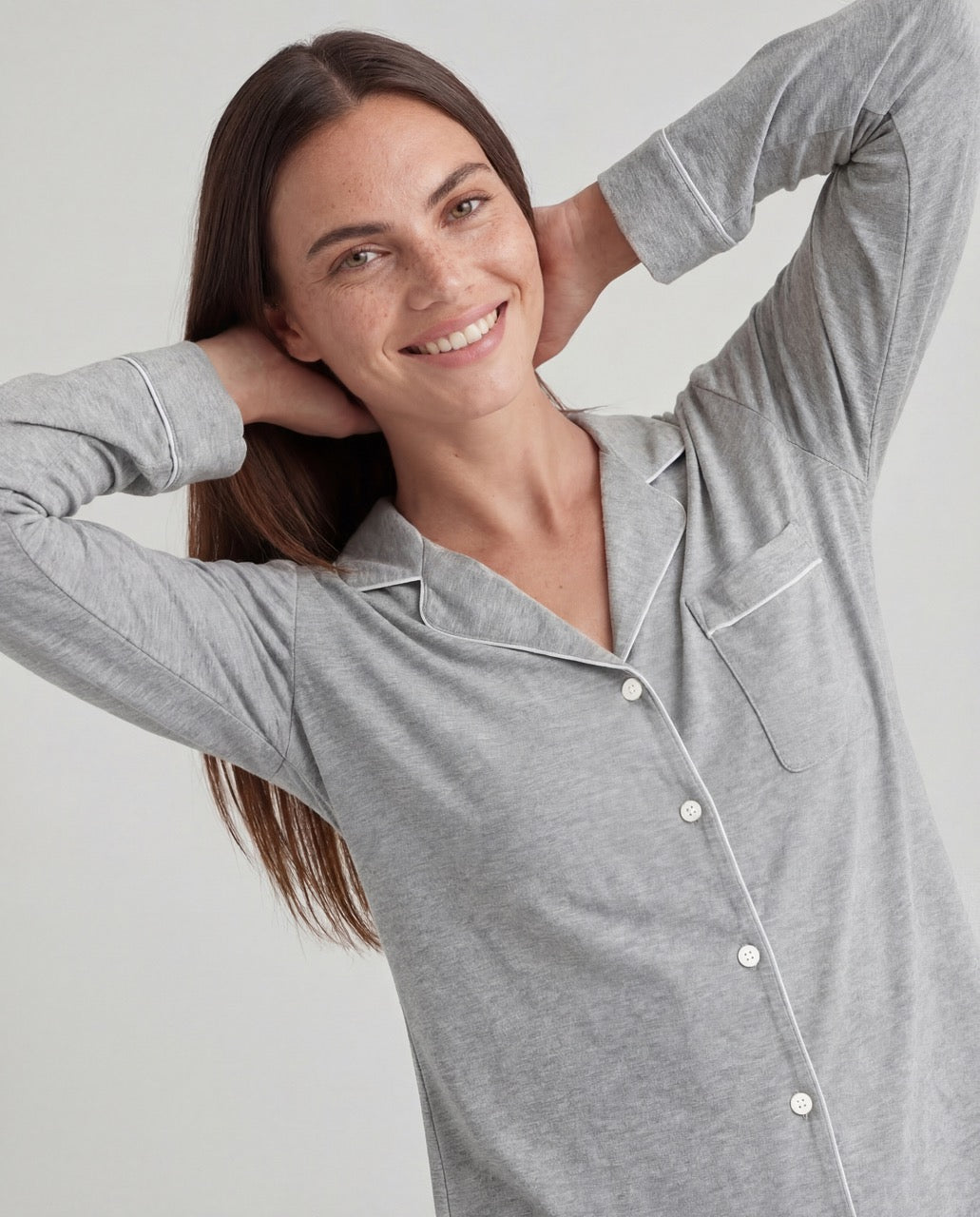 Lichtgrijze bamboe pyjama