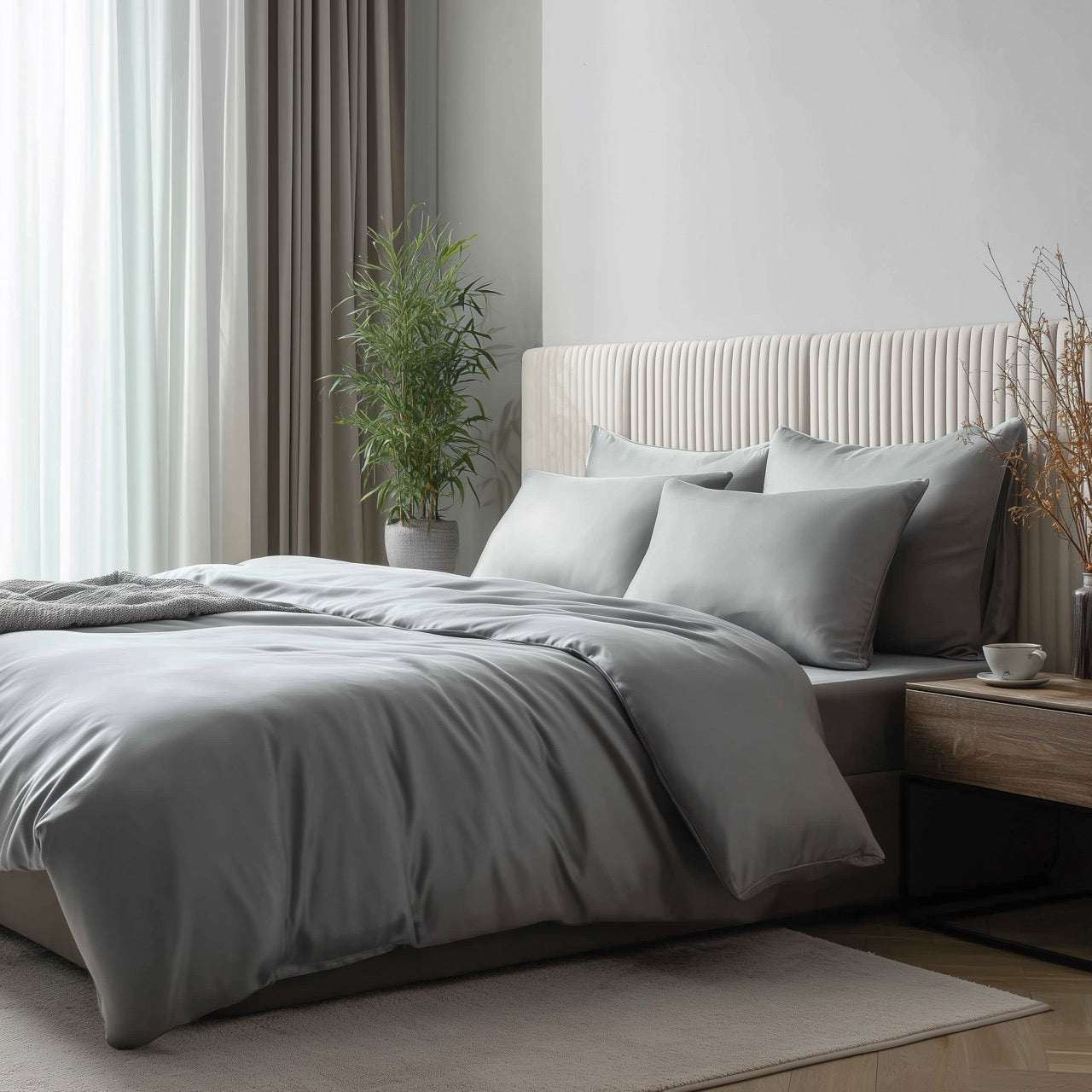 Grijze bamboe beddengoedset
