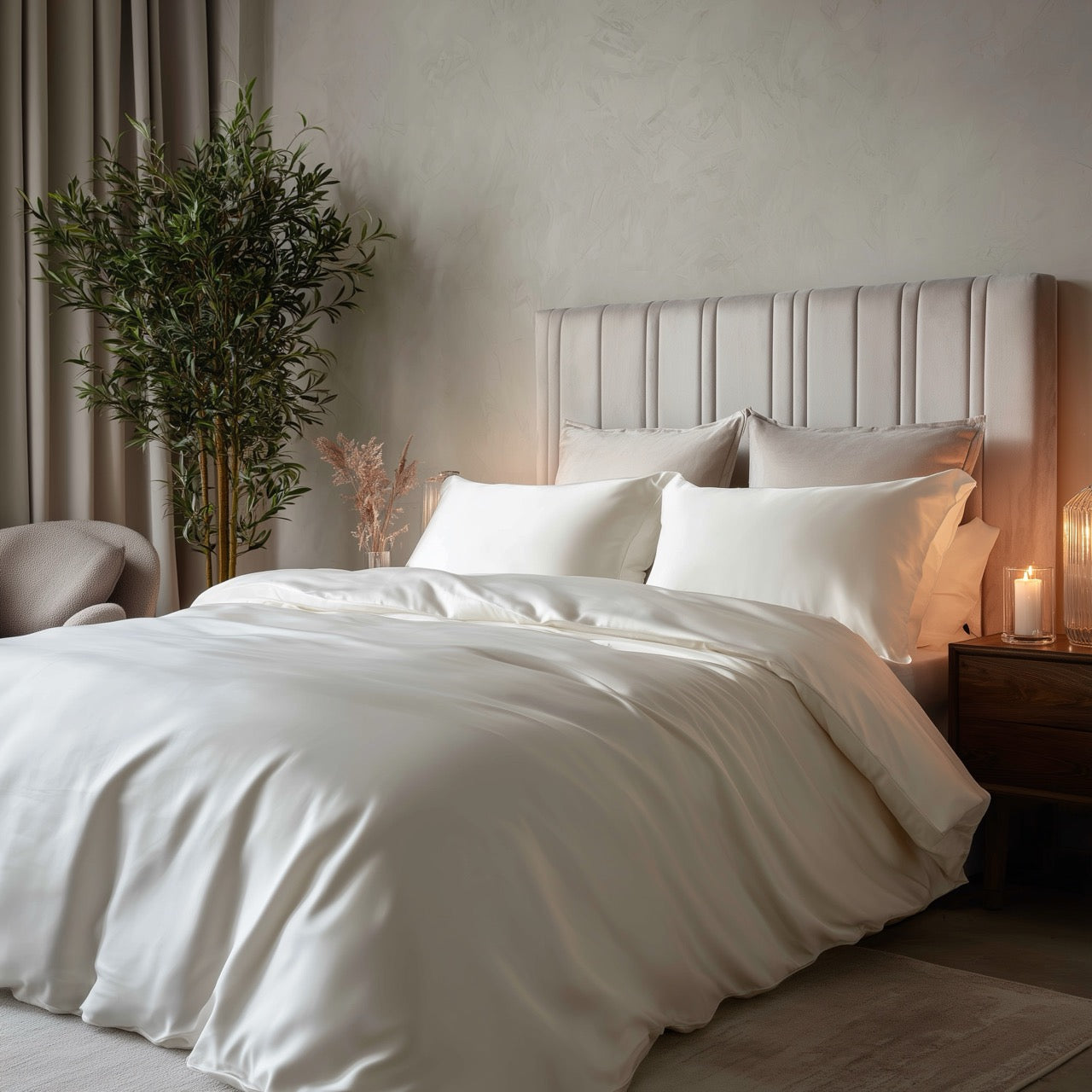 Witte bamboe beddengoedset