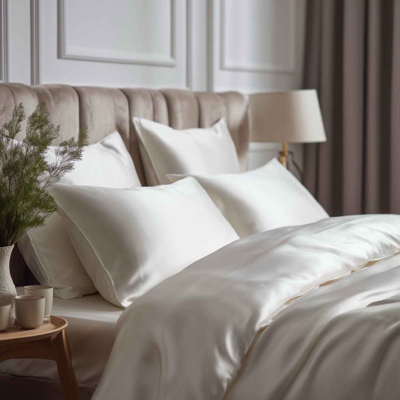 Witte bamboe beddengoedset